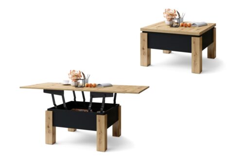 OSLO Artisan Oak/Black – Salokāms paceļams galds
