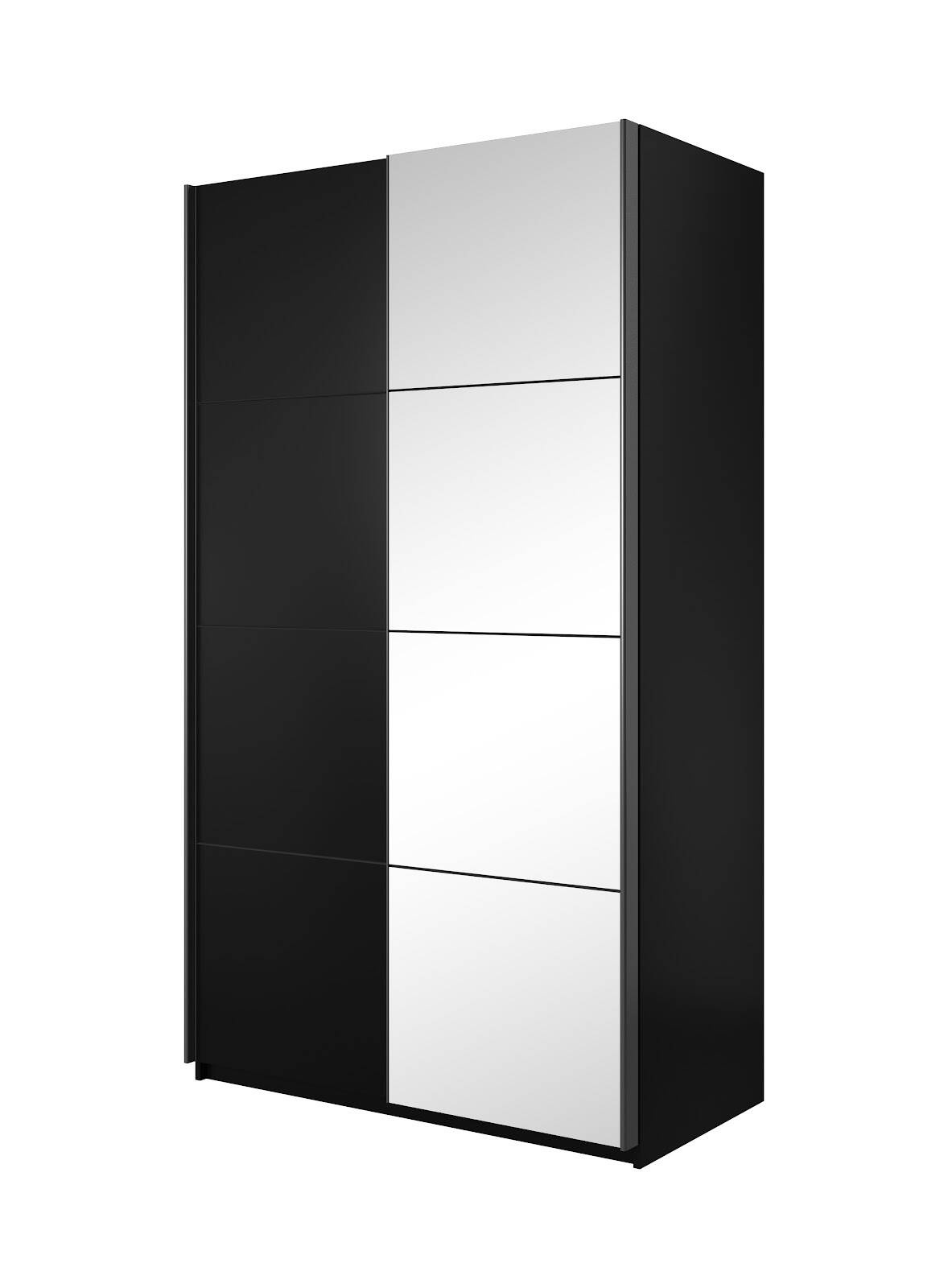 Beta - divdurvju bīdāmais skapis ar spoguļiem, 120 cm, melns