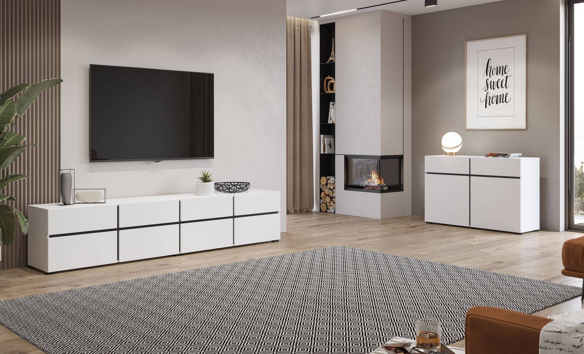 Cross – TV skapītis 4D4S, balts, melns, matēts — изображение 7