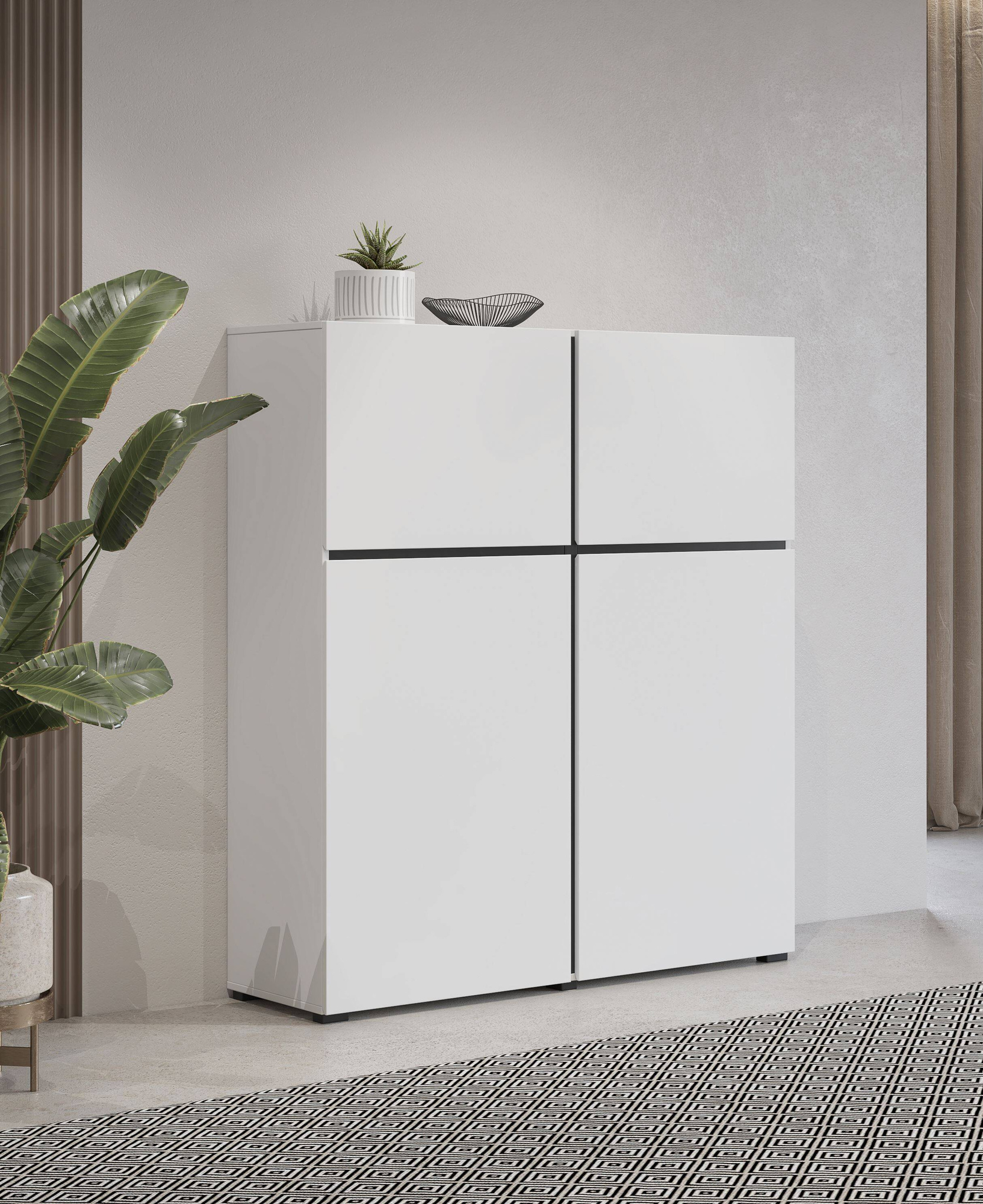 Augsta kumode Cross ar 4 atvilktnēm, matēti melna un balta — изображение 6