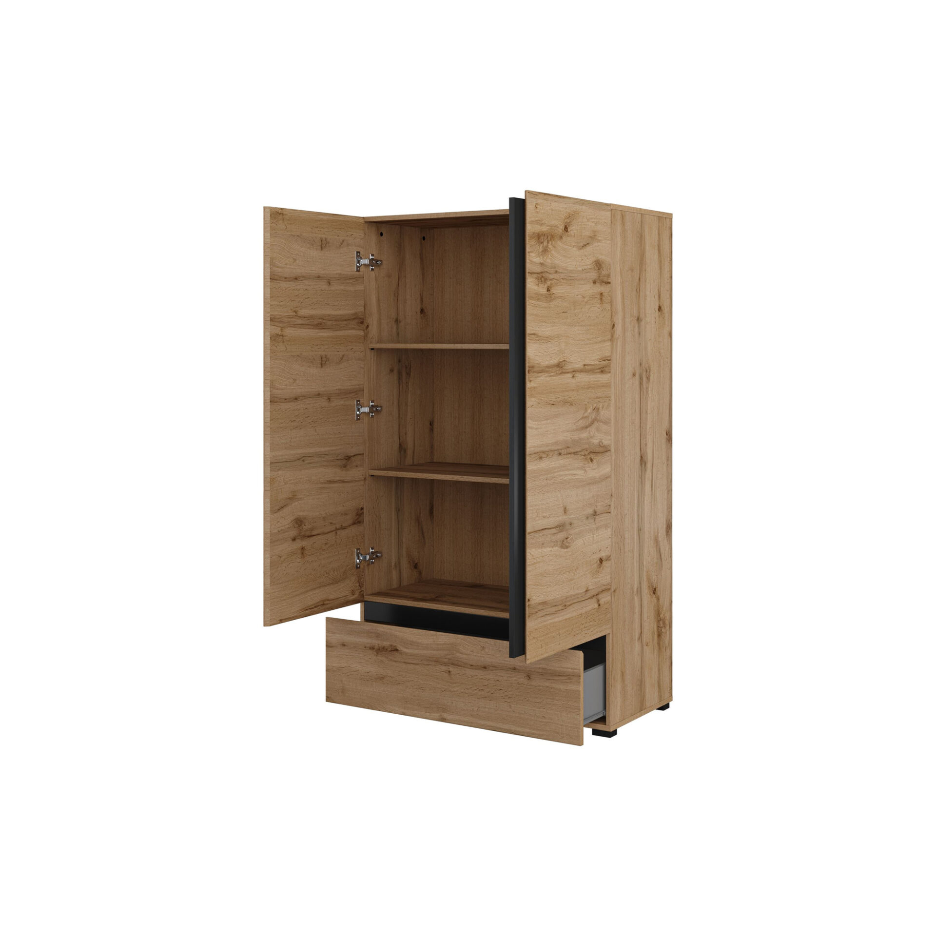 Cross S - kumode, 2 atvilktnes, 1 atvilktne, Wotan Oak Black Onyx matētā krāsā — изображение 2