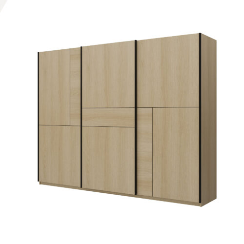 CUBE – Skapis ar 3 bīdāmām durvīm, 270 cm, Lindberg ozols