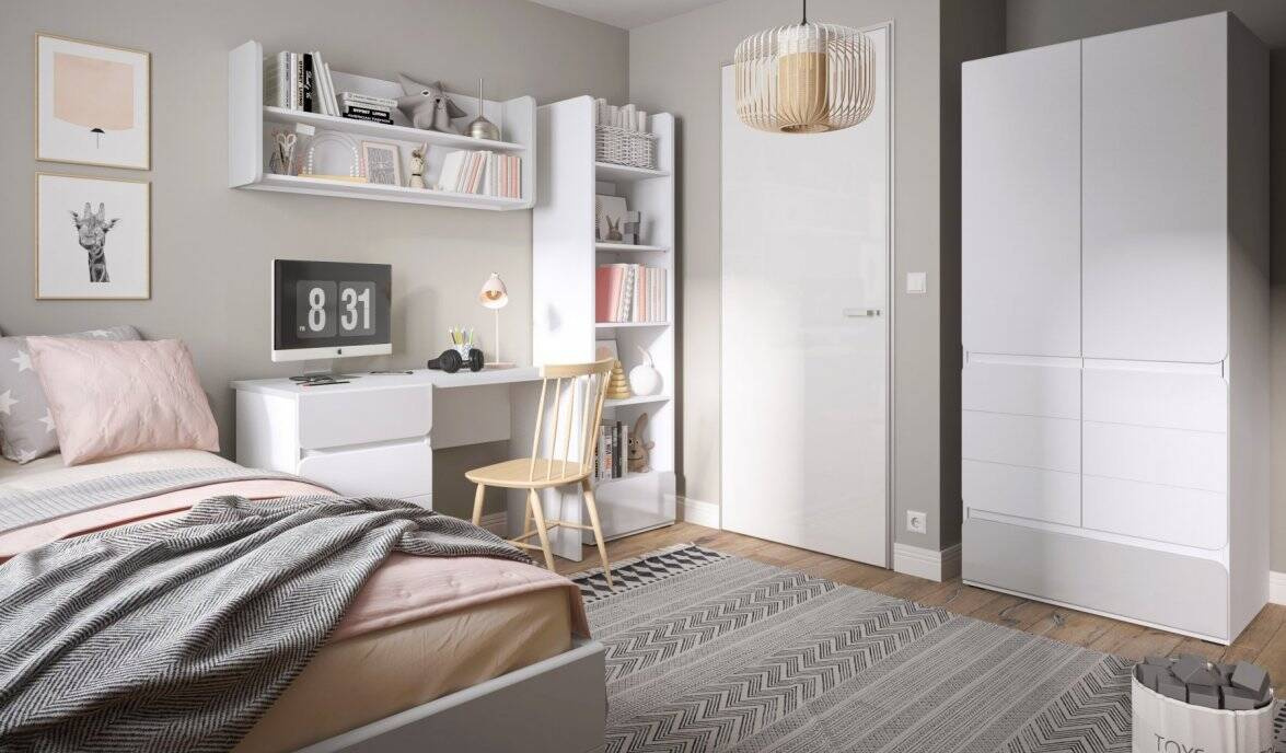 Flexi FLXS02 - Skapis 2D1S balts/pelēks — 4 attēls