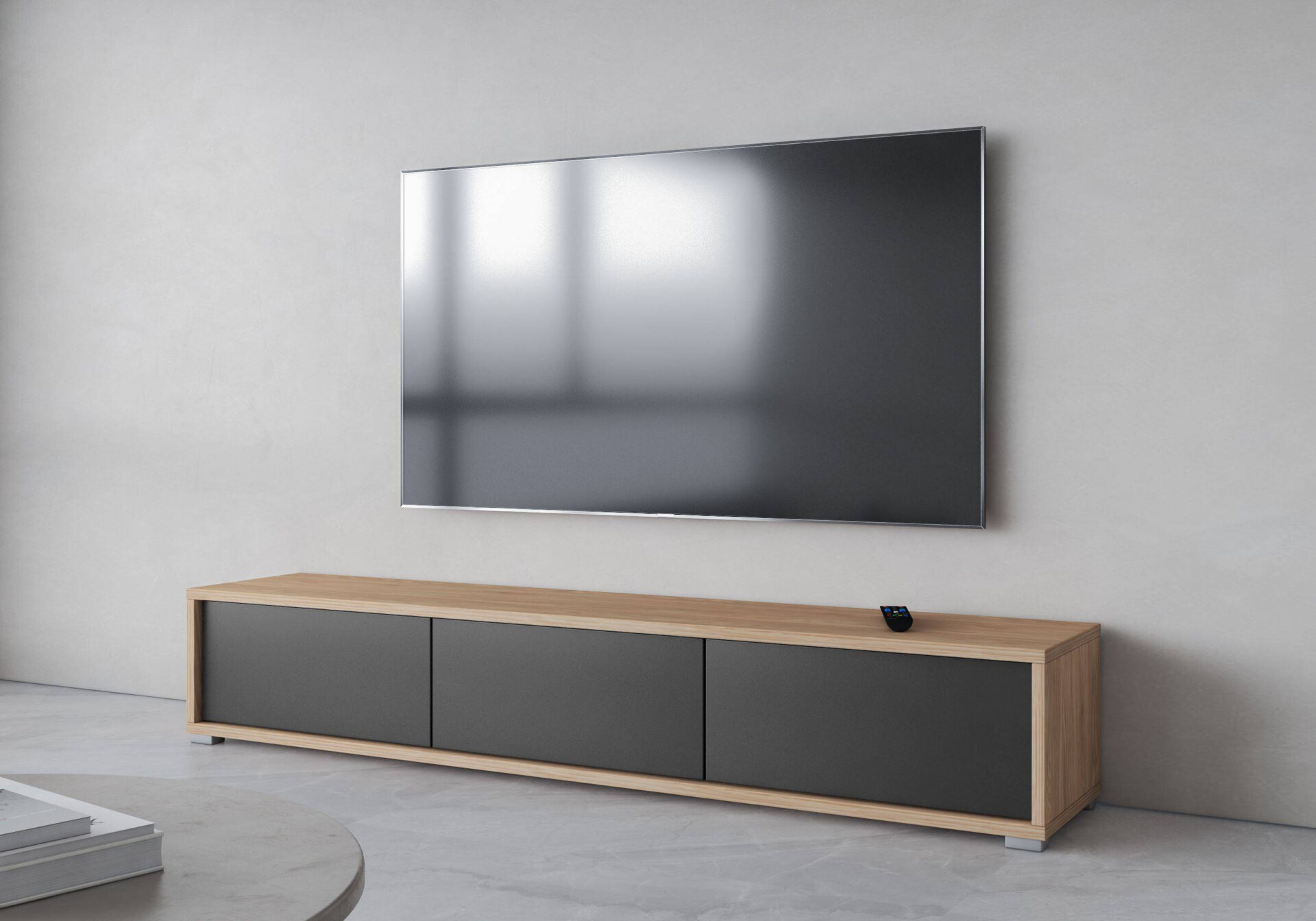Frida - 3 durvju TV skapis, eļļots ozols, matēta antracīta krāsa — изображение 5