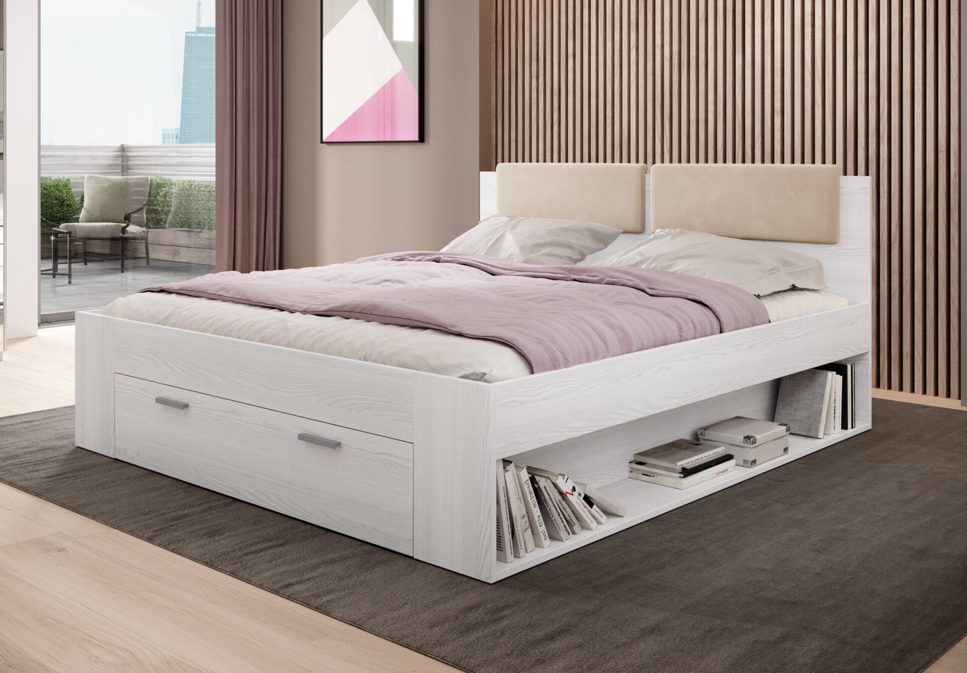 Galaxy gulta, 160/200 cm, ar atvilktni, Abisko Ash — изображение 5