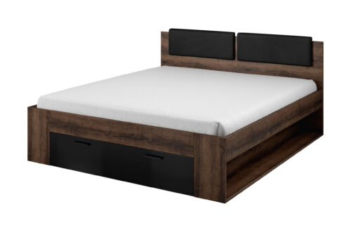 Galaxy gulta 160/200 cm ar atvilktni, Monster Oak / spīdīgi melna