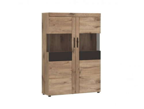 Grano GRNV03 – divu durvju vitrīna Viking Oak/Space Gray
