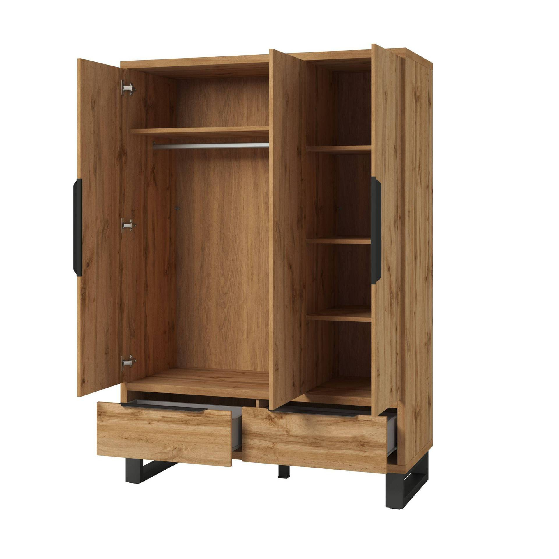 Halle S – Skapis 3D2S Wotan ozols matēti melns — изображение 2