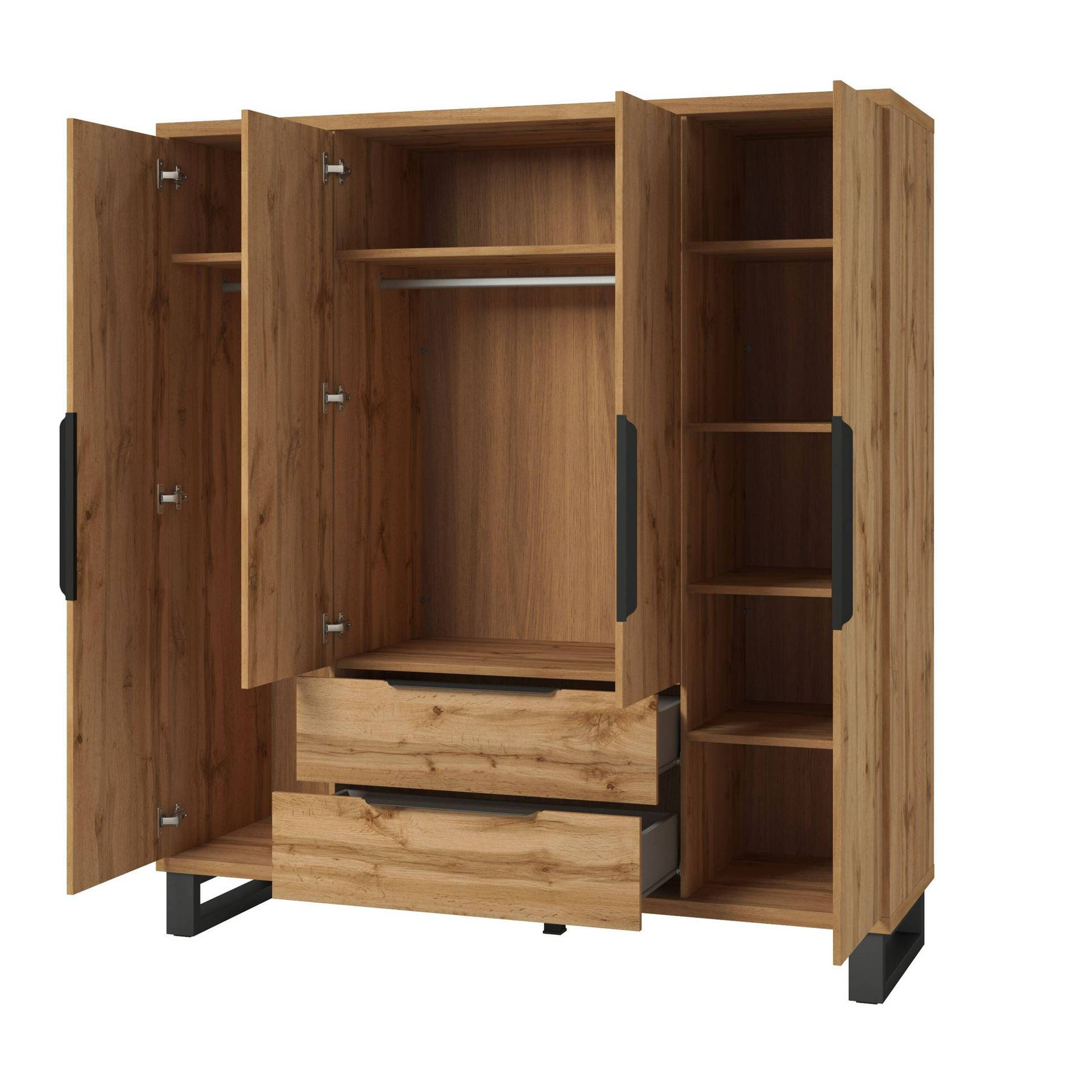 Halle S – Skapis 4D2S Wotan ozols matēti melns — изображение 2