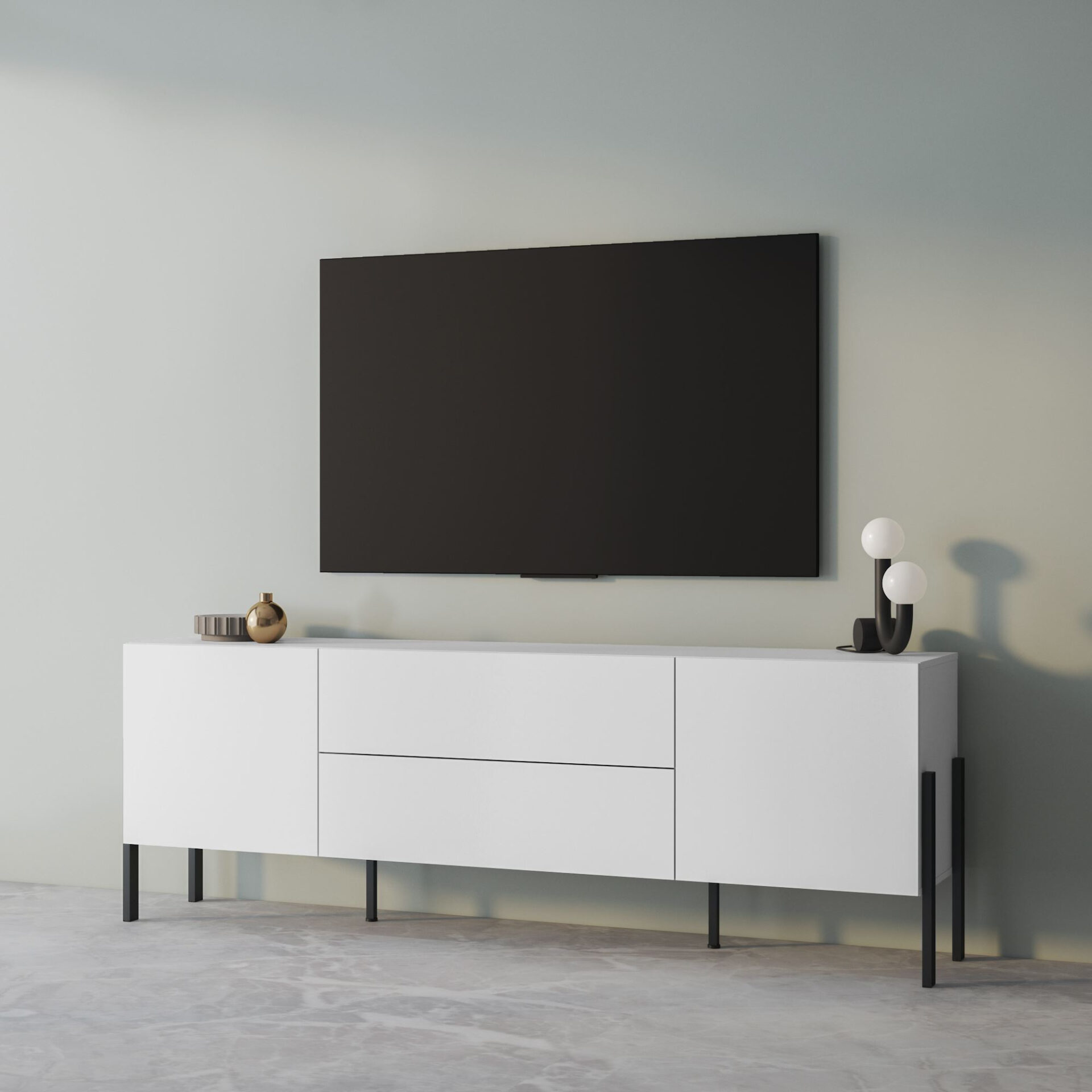 Yukon - TV skapītis 2D2S Matēti balts Matēti melns — изображение 3