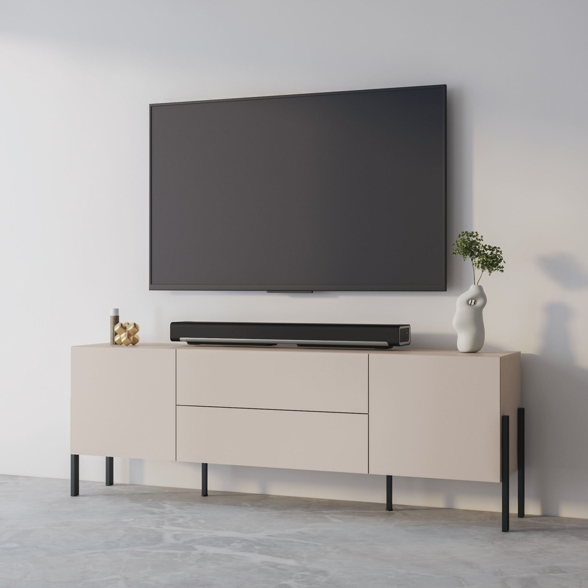 Jukon - TV skapis 2D2S Cashmere Black Matte — изображение 3