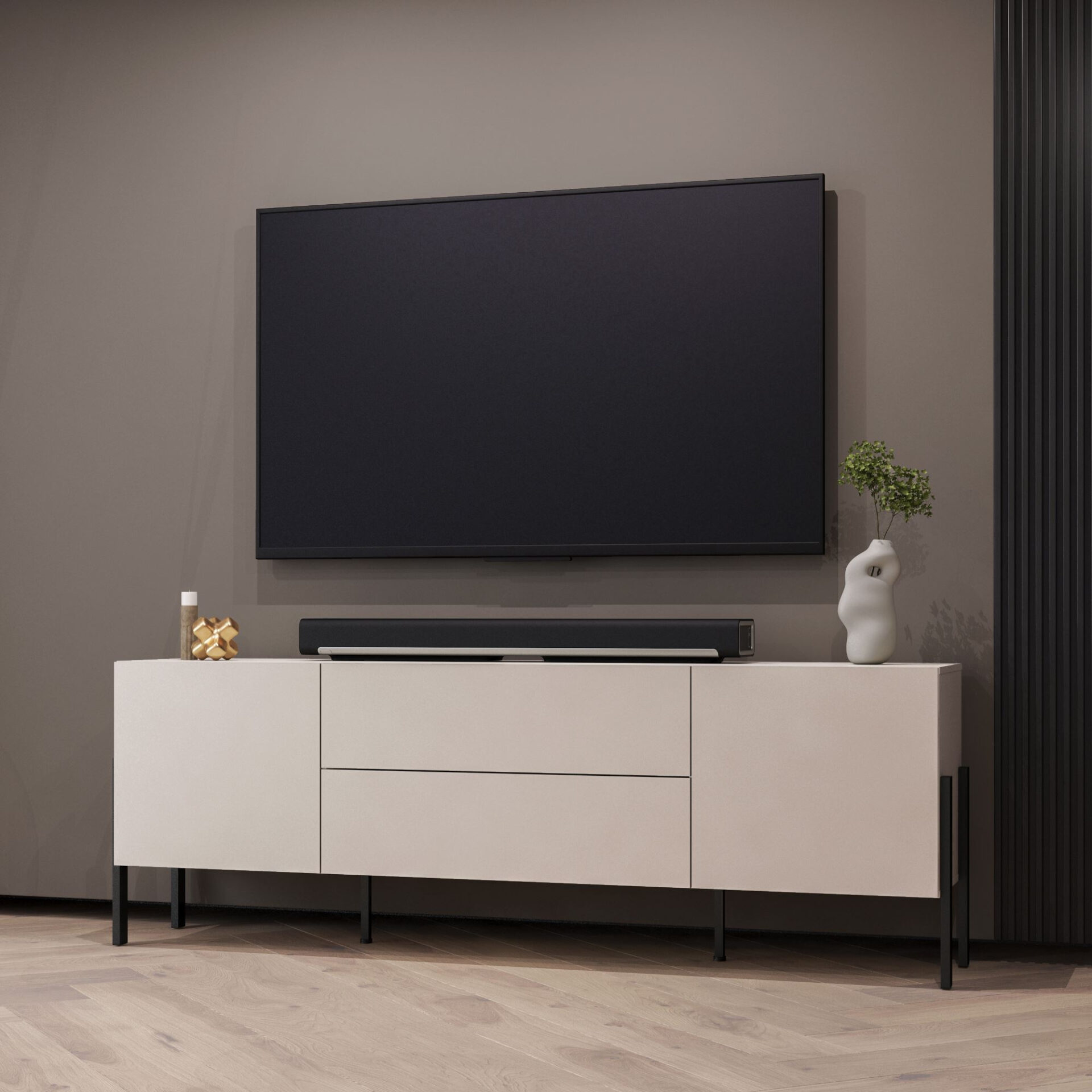 Jukon - TV skapis 2D2S Cashmere Black Matte — изображение 4