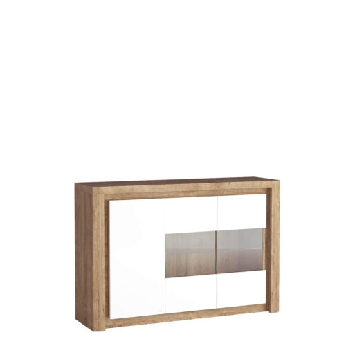 LIVINIO-3 – Ribbeck kumode ar 3 durvīm, spīdīgi balta