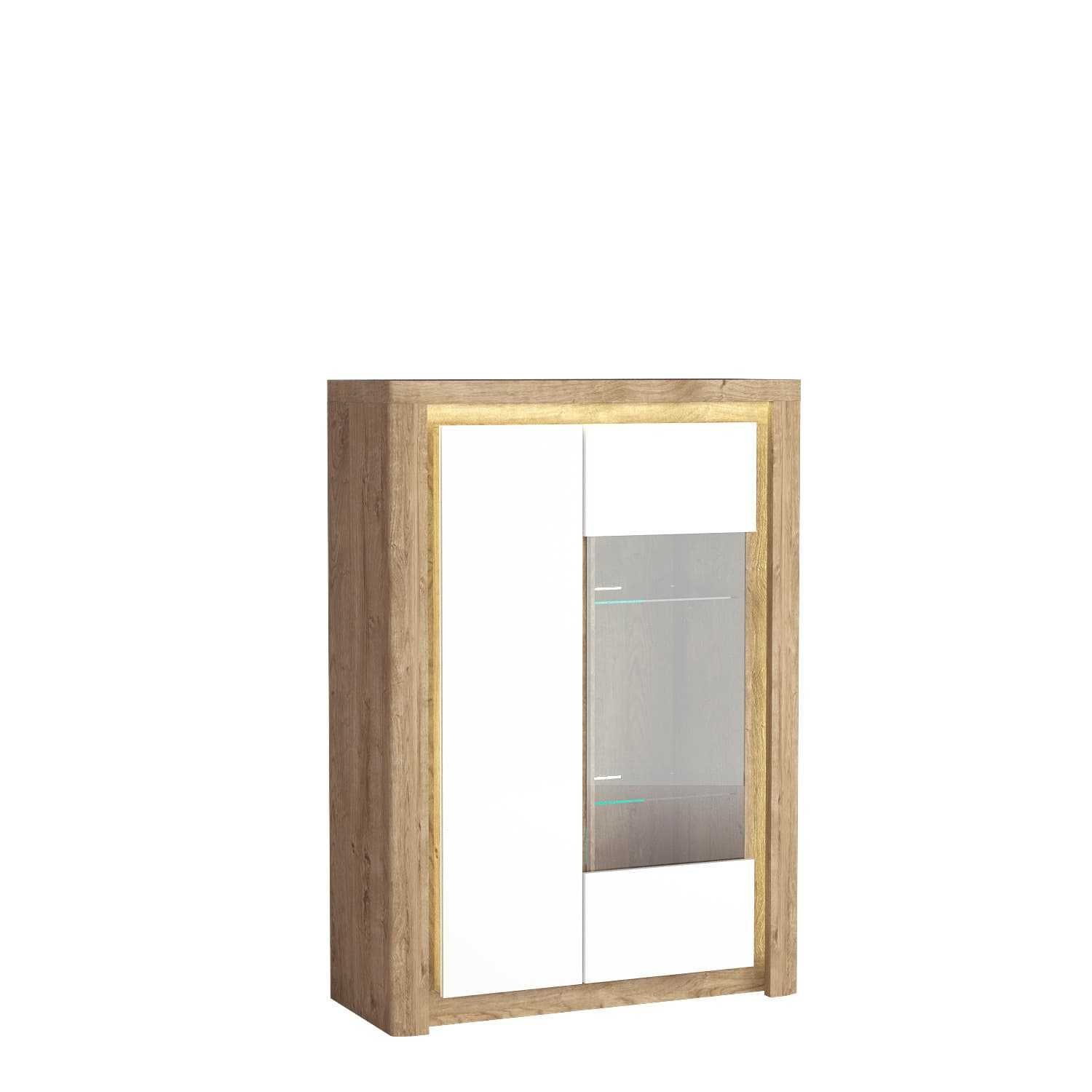 LIVINIO-5 - Divdurvju vitrīna "Ribbeck White Gloss" — 2 attēls