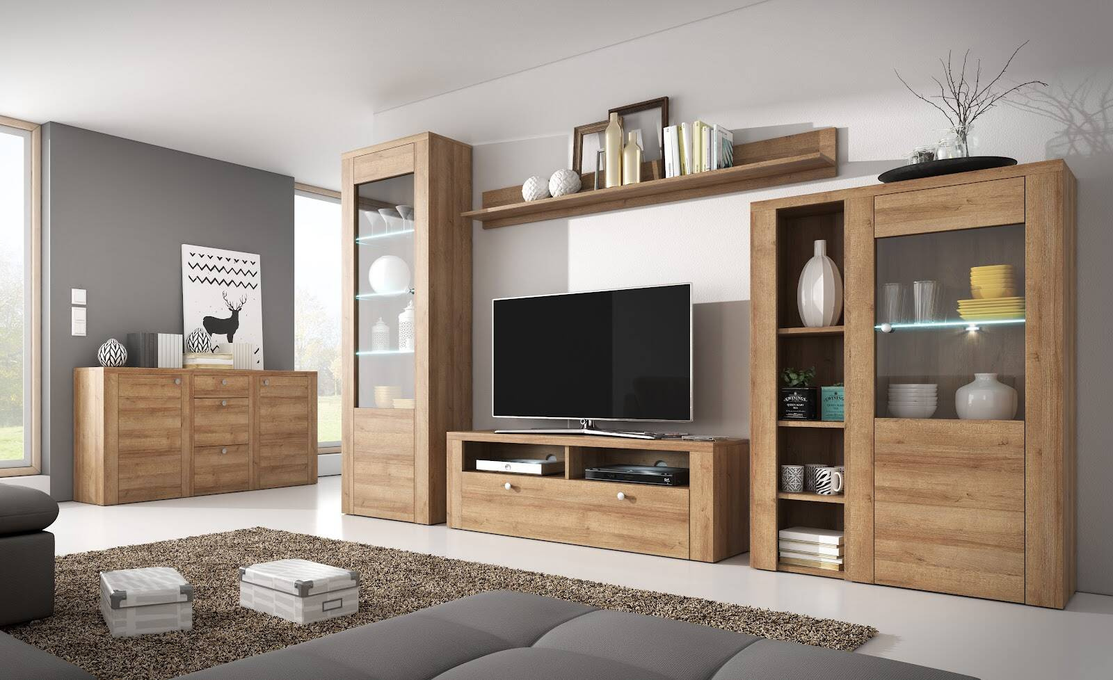 Larona 1 durvju TV skapis Riviera Oak — изображение 3