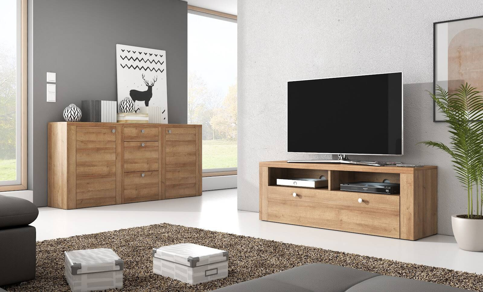 Larona 1 durvju TV skapis Riviera Oak — изображение 4