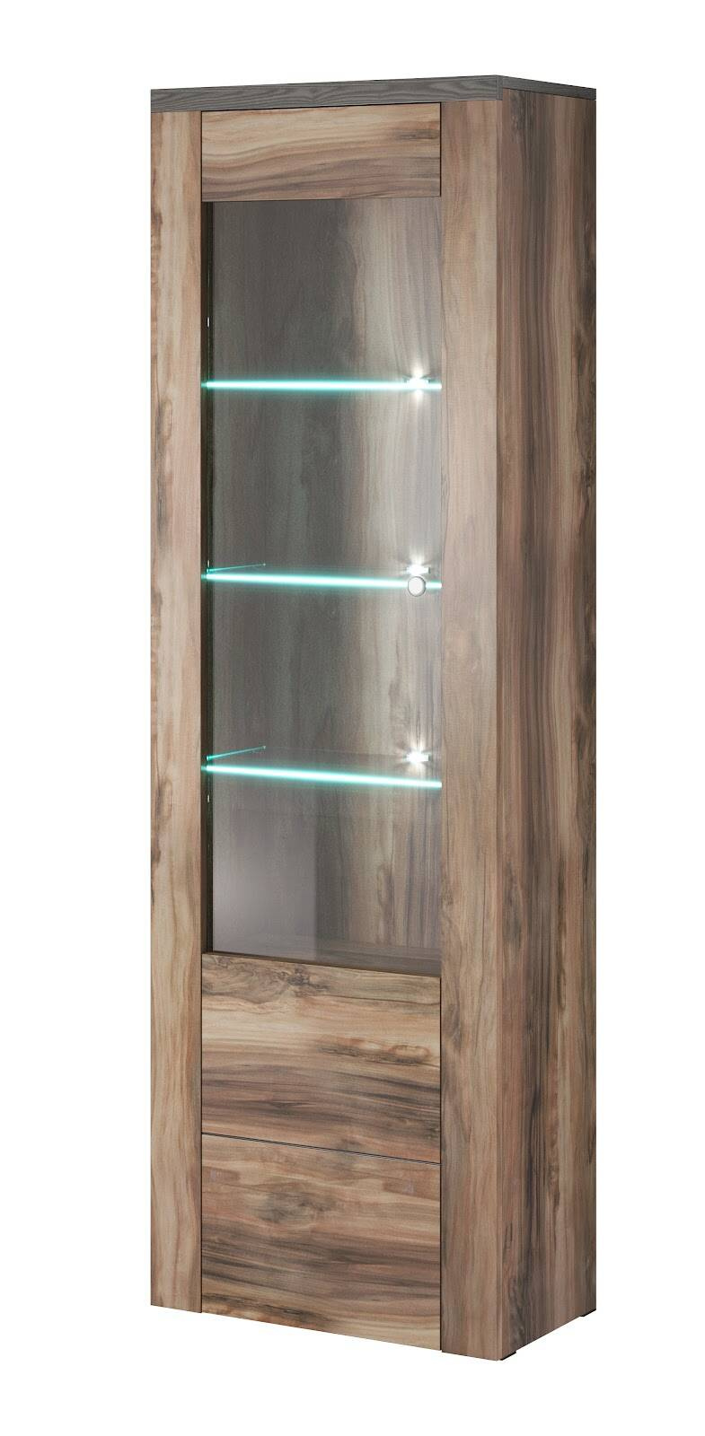 Larona vitrīna, 1 durvju, satīna valrieksts/rainwood