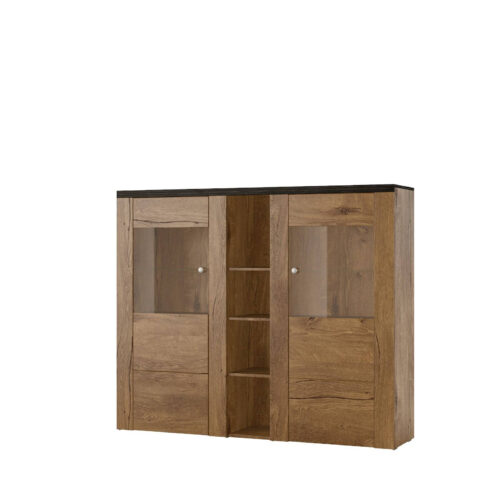 Larona 2-durvju stieņa vitrīnas skapis Lefkas Oak / Touchwood