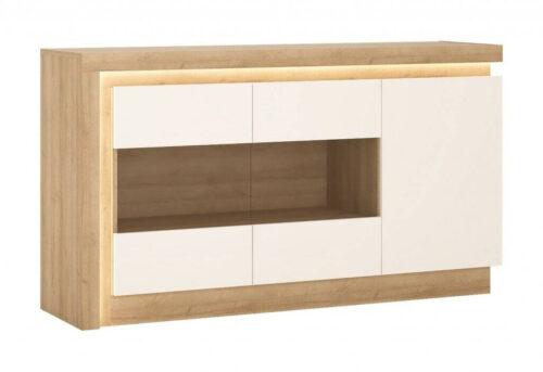 Lyon LYOK02 – 3 durvju Riviera Oak kumode, gaiša/balta
