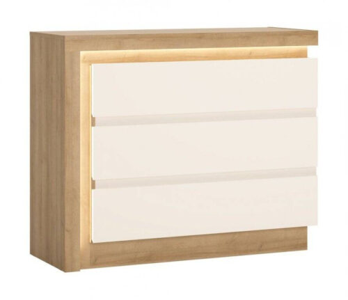Lyon LYOK04 – Kumode ar 3 atvilktnēm, Riviera Oak gaišs/balts
