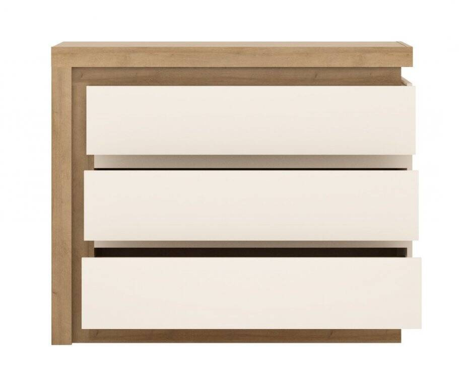 Lyon LYOK04 - Kumode ar 3 atvilktnēm, Riviera Oak gaišs/balts — 2 attēls