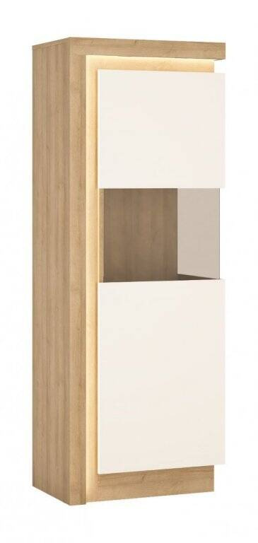 Lyon LYOV01P – Vitrīnas skapis kreisajā pusē, 1 durvis, Riviera Oak gaišs/balts