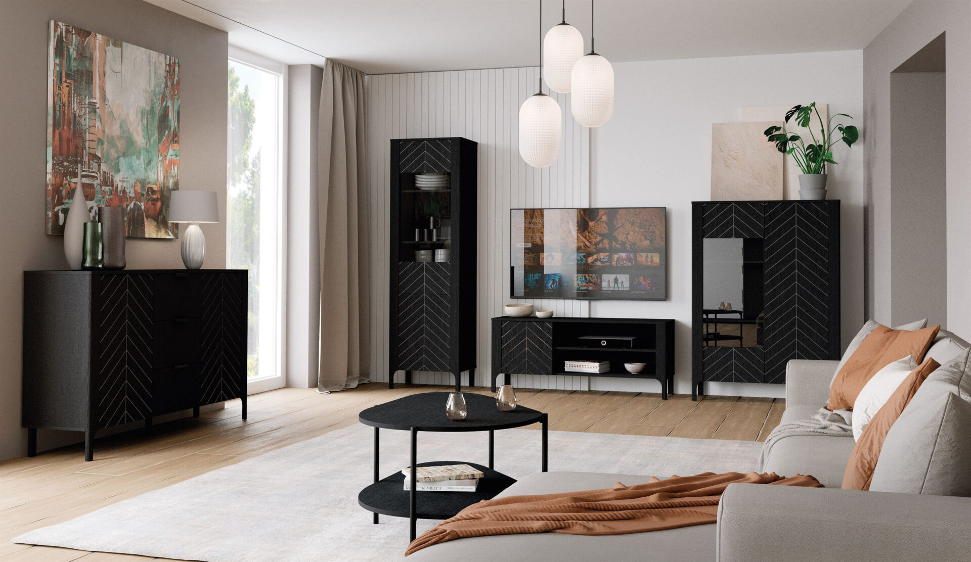 MALUMI-4 - 1-durvju vitrīnas skapis Black Painflow — изображение 7