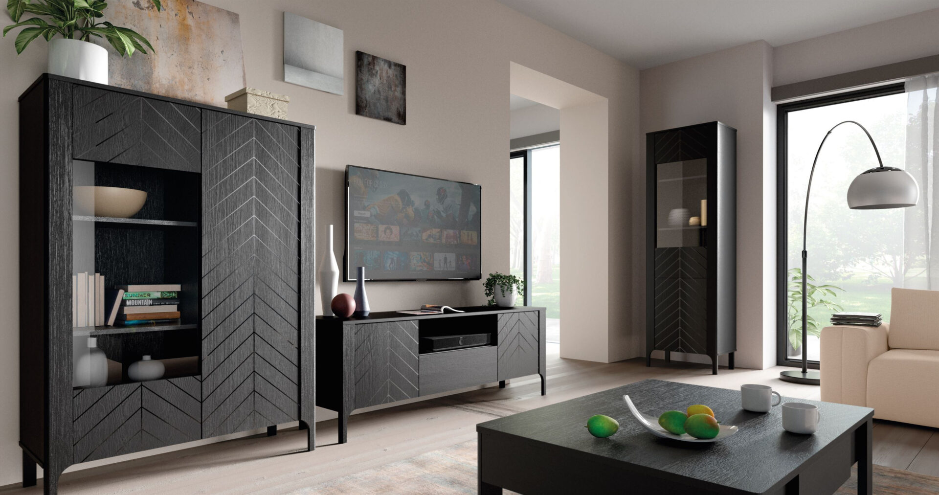 MALUMI-5 - TV skapis 2D1S Black Painflow — изображение 7