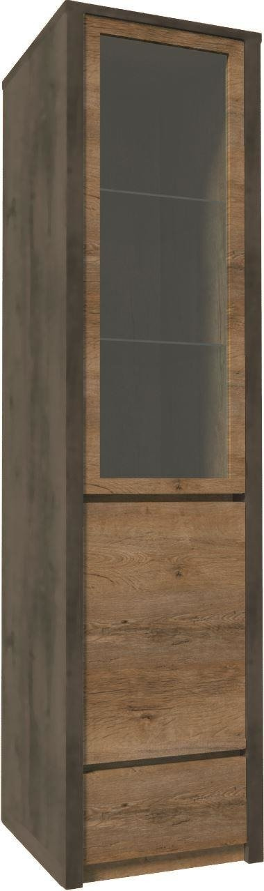 MONTANA GREY W1D – 1 durvju vitrīna Lefkas ozols/gaiši pelēka