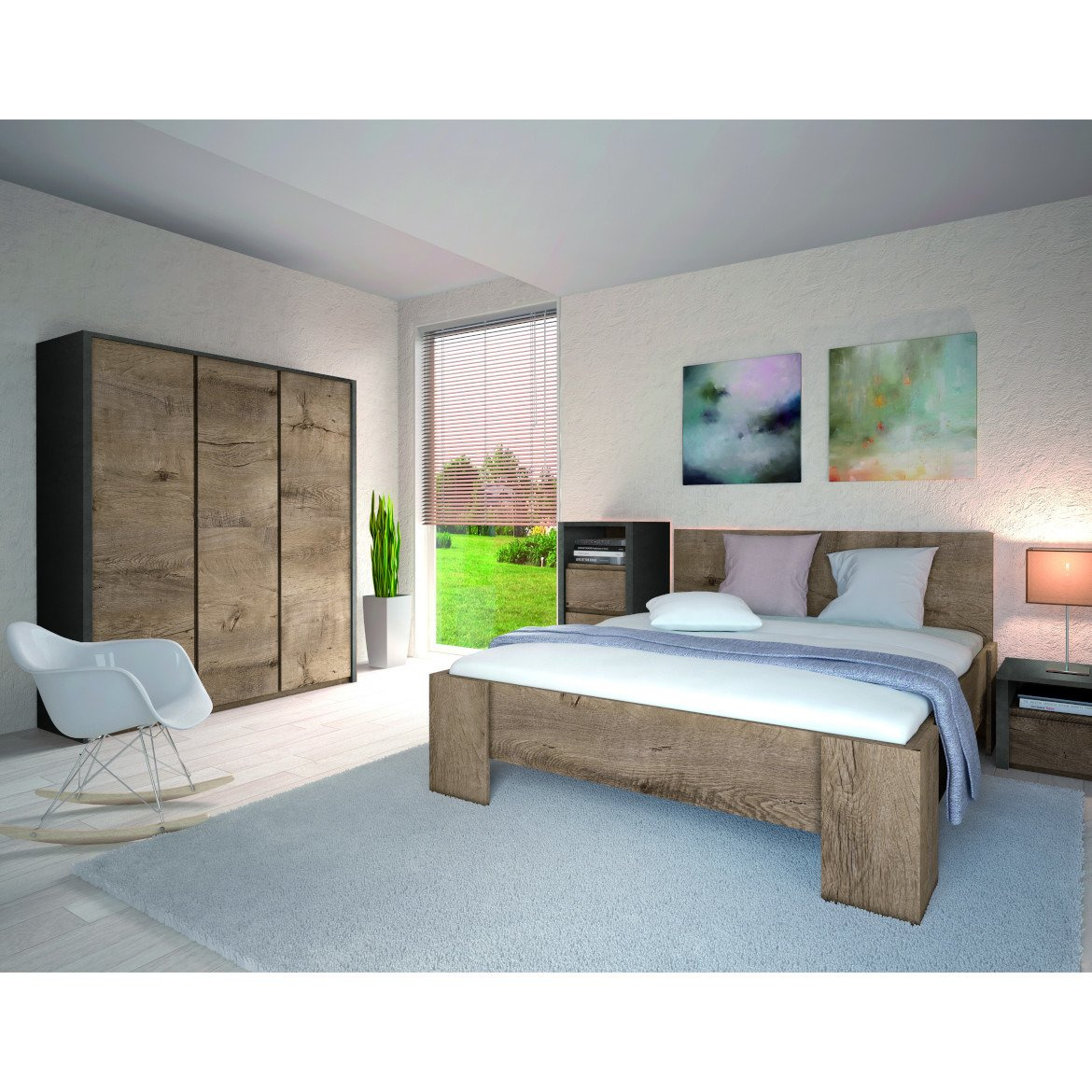 MONTANA LEFKAS L1 - Gulta ar rāmi 160x200 Lefkas ozols — изображение 3