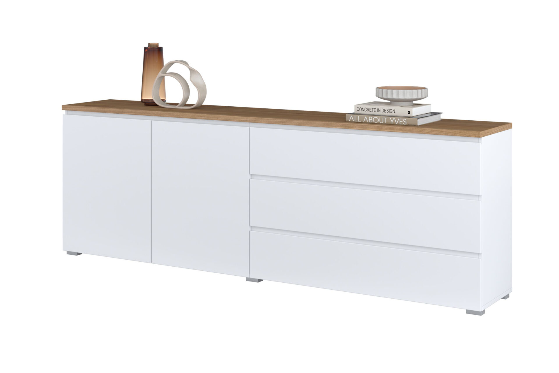 Modo - Kumode 2D3S 200 cm matēti balta, rozā ozols — изображение 4
