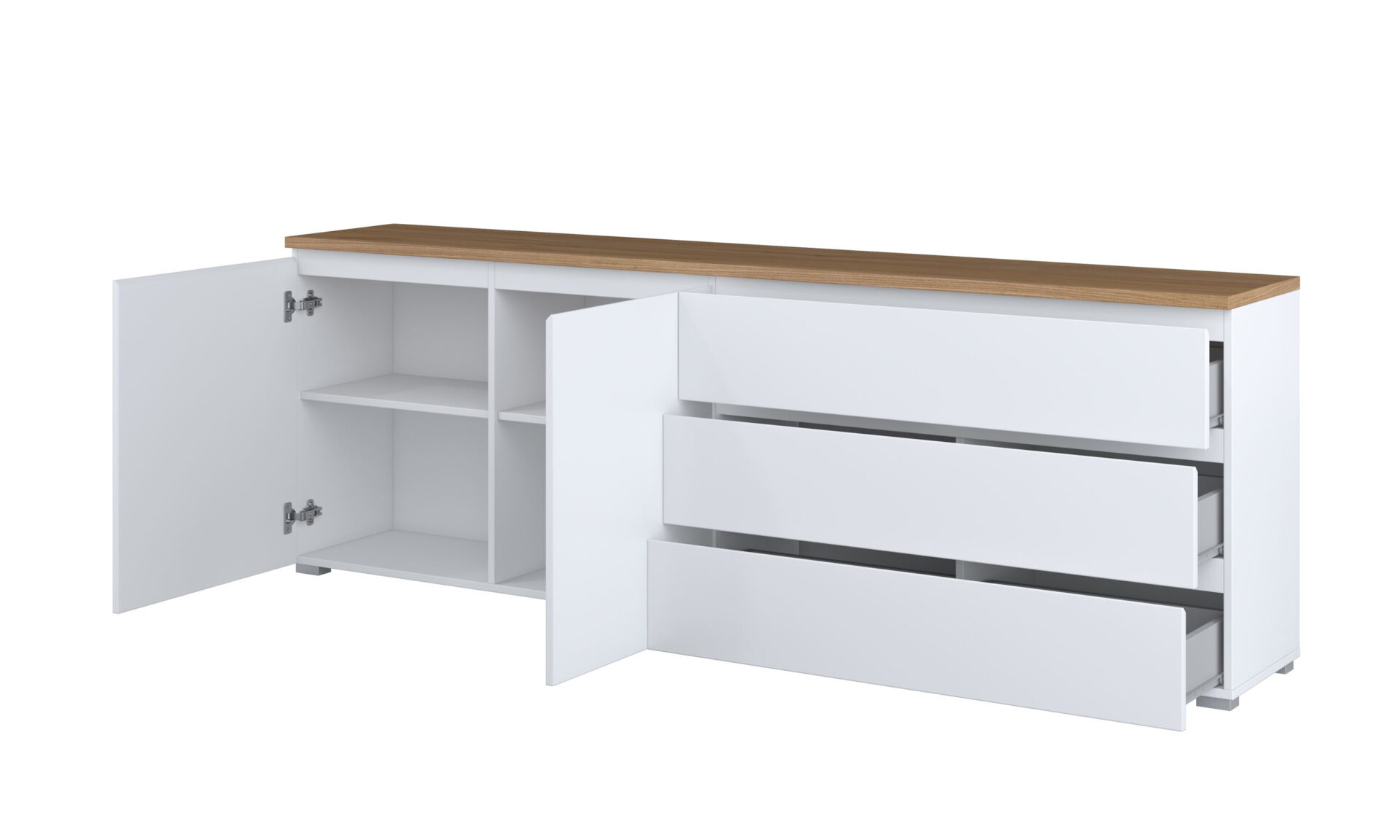Modo - Kumode 2D3S 200 cm matēti balta, rozā ozols — изображение 3