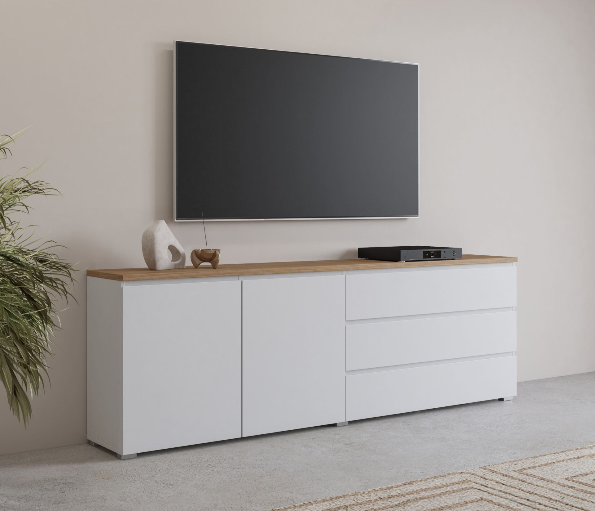 Modo - Kumode 2D3S 200 cm matēti balta, rozā ozols — изображение 5