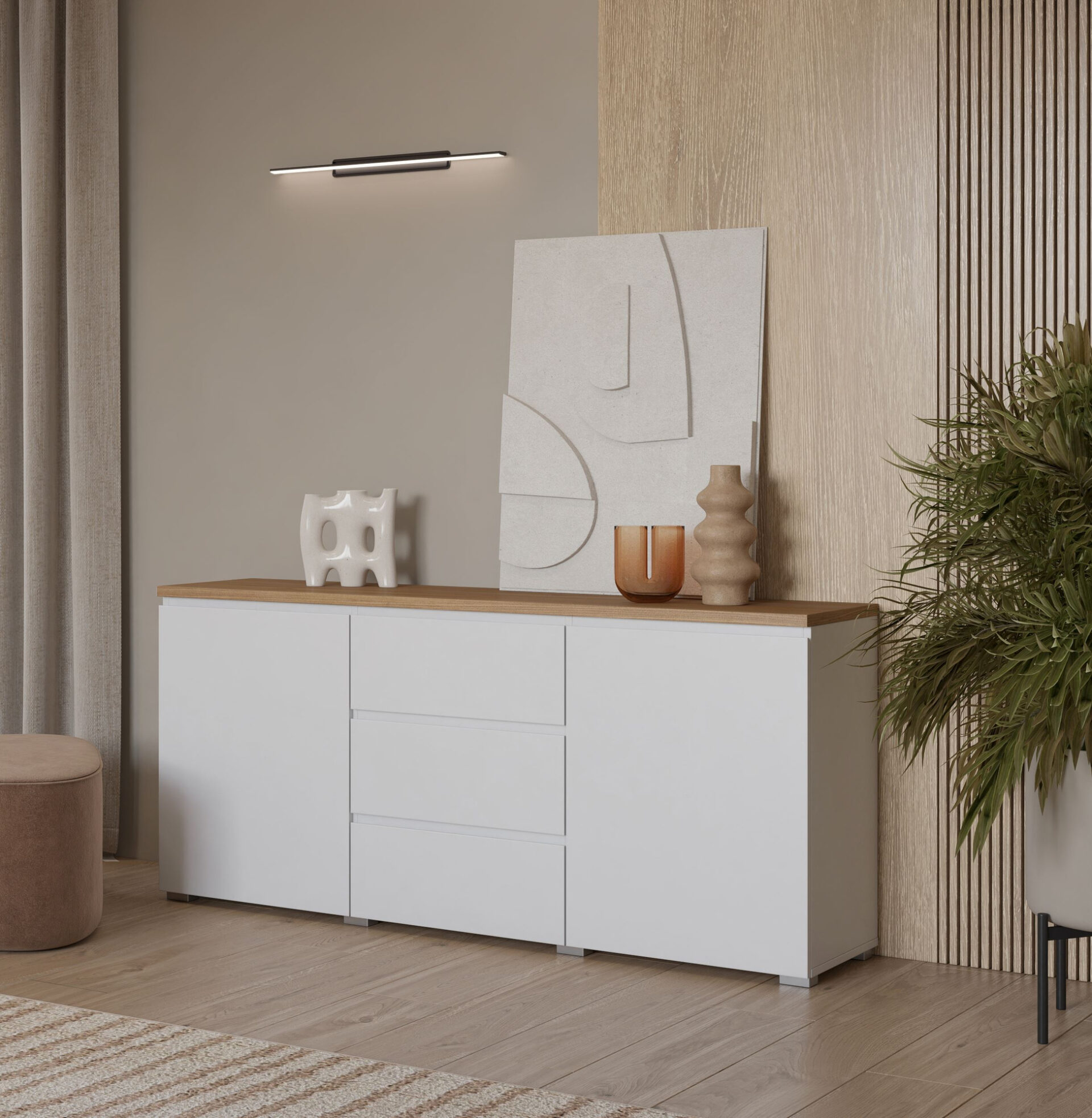 Modo - Kumode 2D3S Balts matēts ozols Mauvella — изображение 6