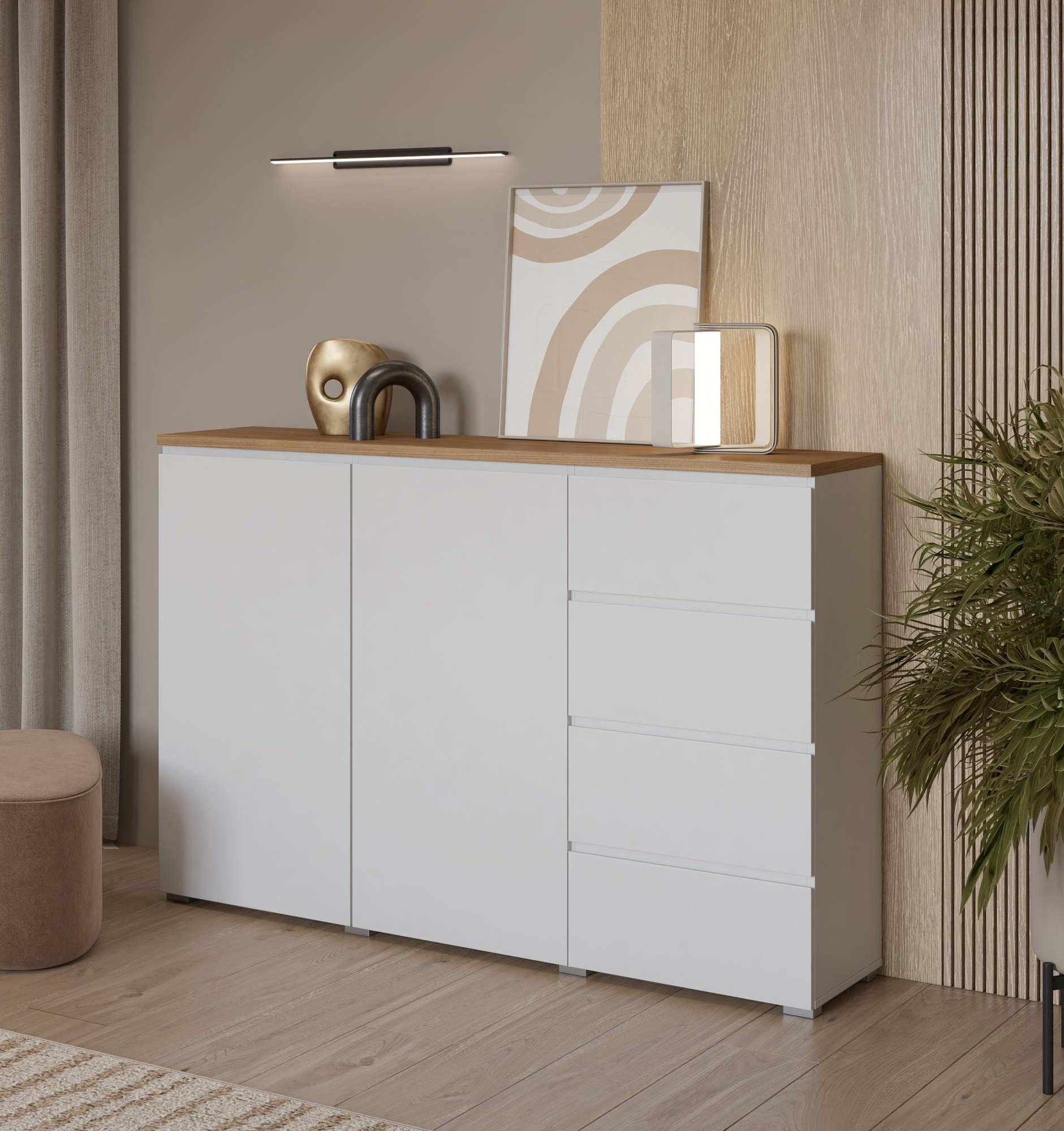 Modo - Kumode 2D4S Balts matēts ozols Mauvella — изображение 6
