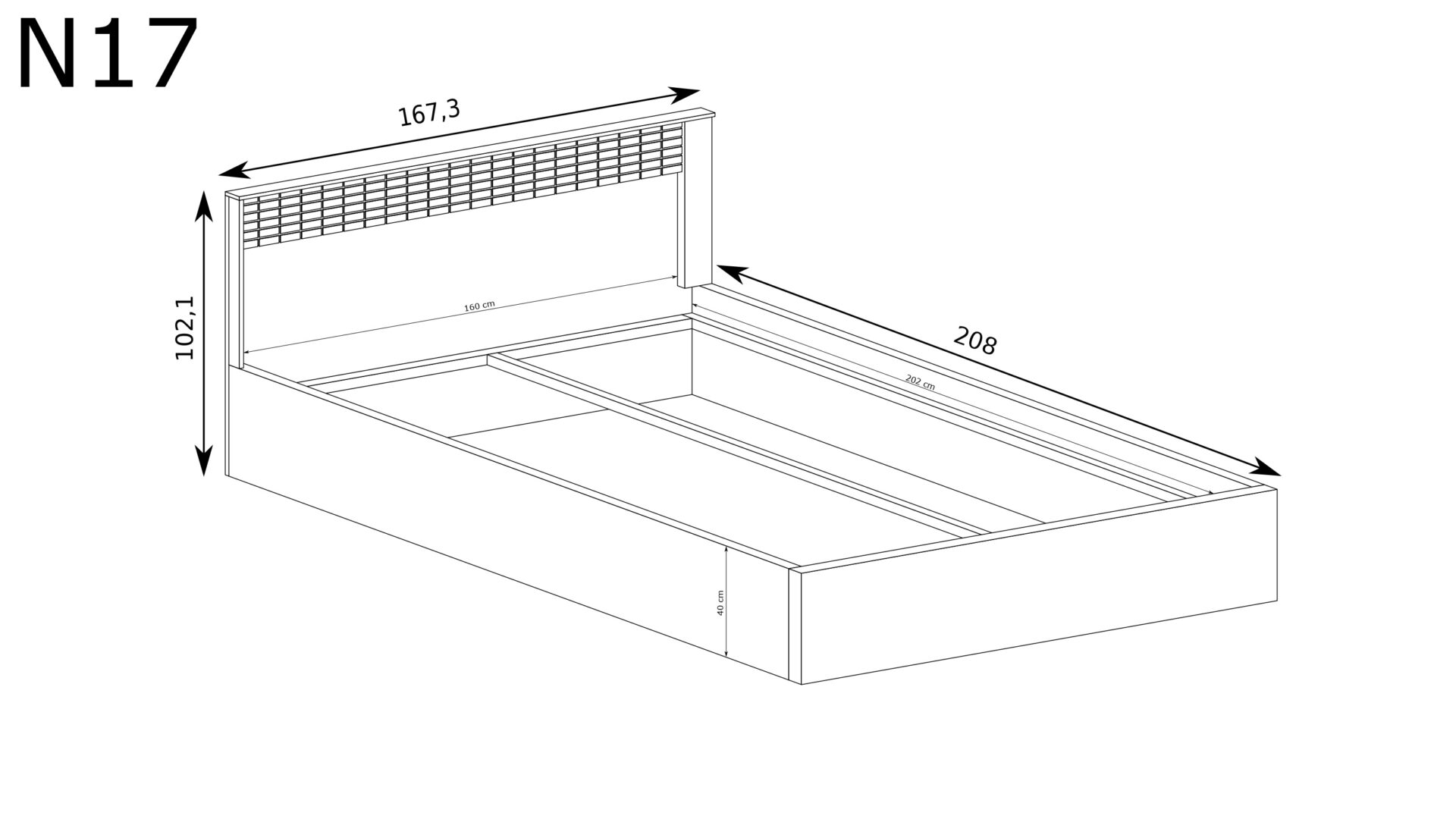 NATURAL-17 - Gulta ar rāmi 160x200 cm Ribbeck — 3 attēls