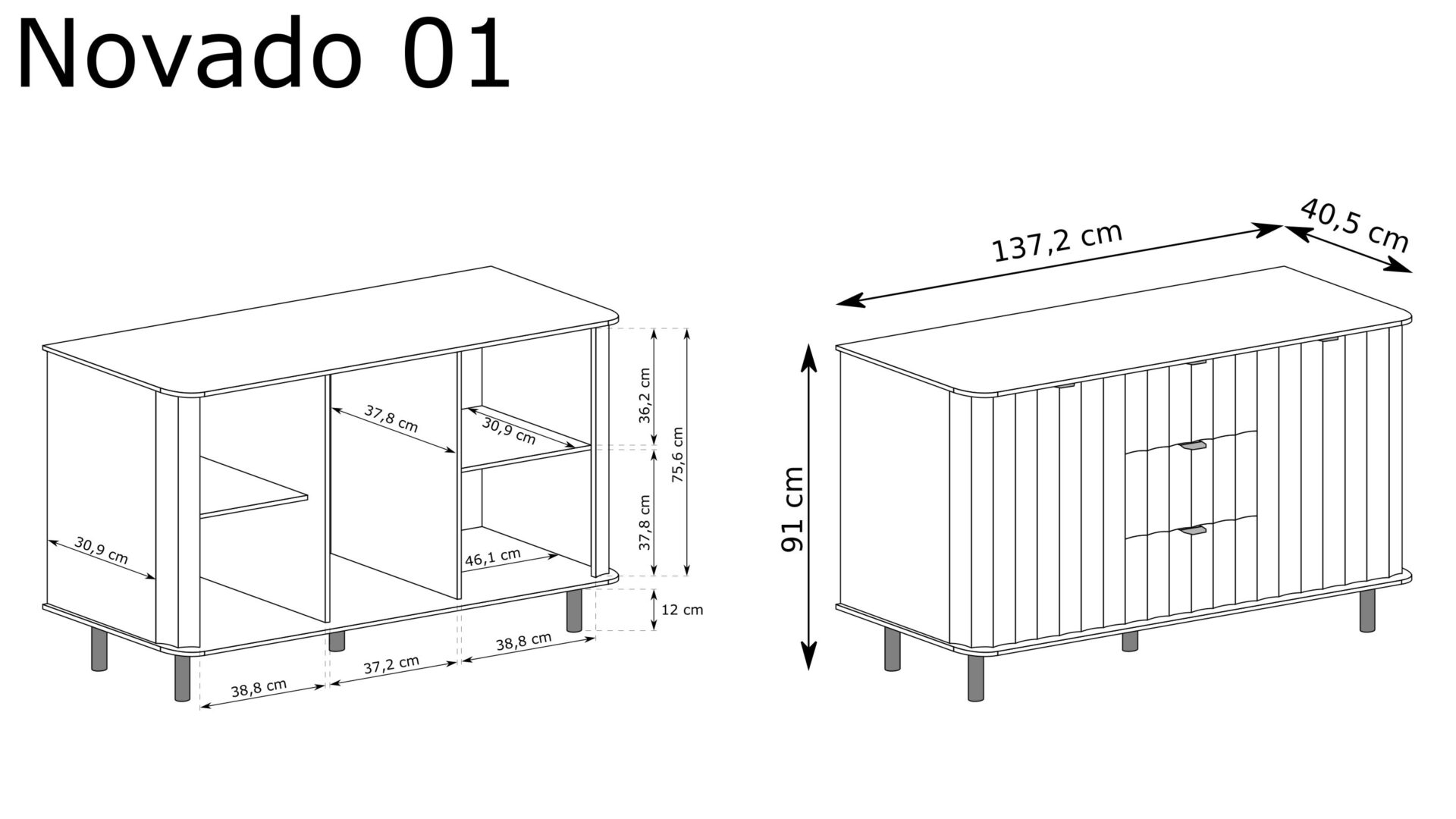 NOVADO-1 - Kumode 2D3S Alpu baltā krāsā — изображение 2