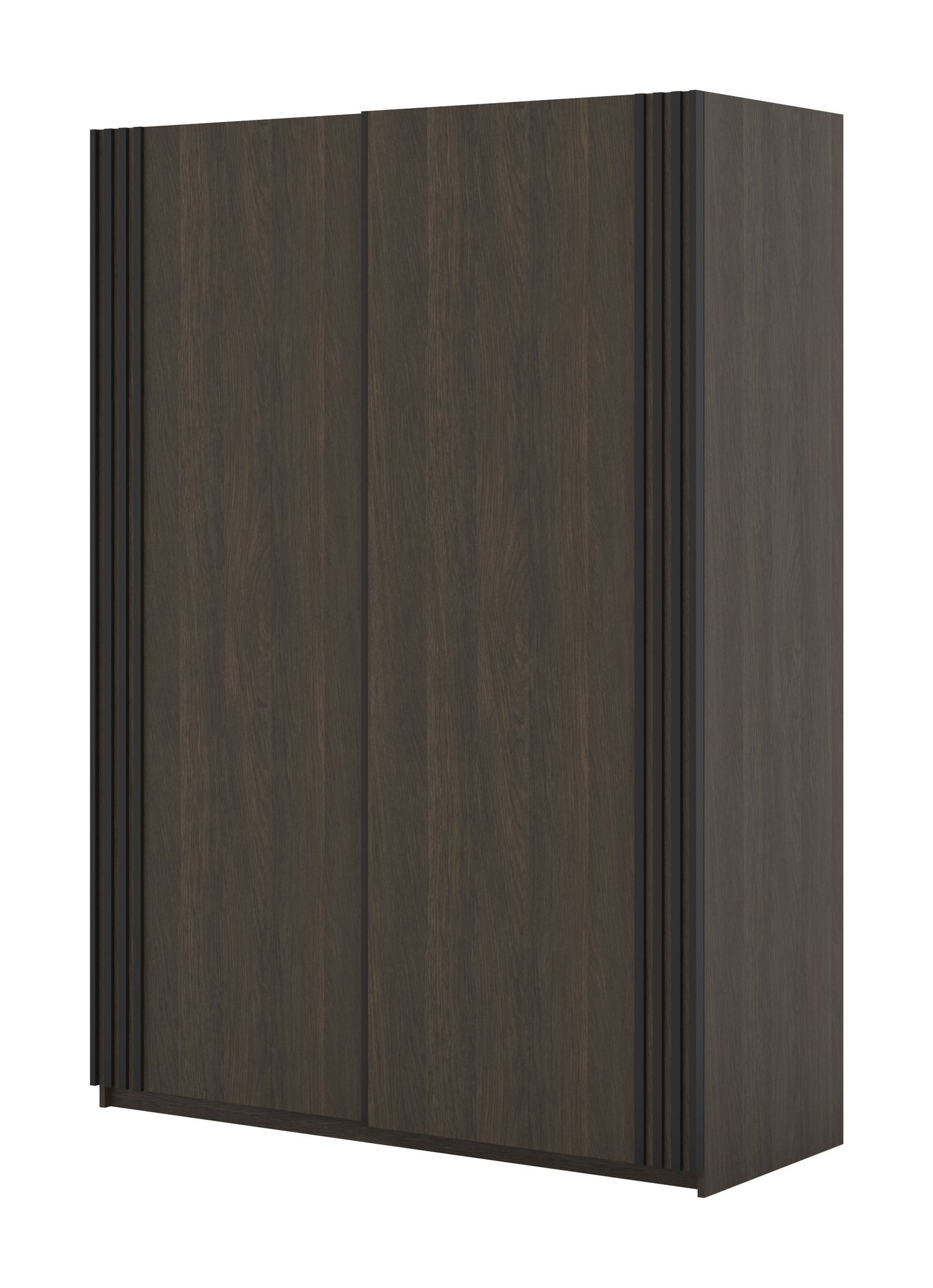 Niva - Skapis ar 2 bīdāmām durvīm, 150 cm, ar Dunin melni matētu ozolkoka režģi
