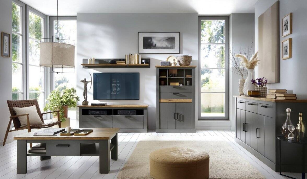 Perazzo PEZF02 - 2S TV skapītis, antracīts/ozols, Amaretto, Hudson — 4 attēls