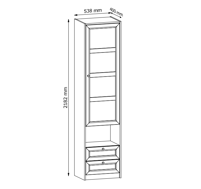 Rel S1D2S - Skapis 1D2S, balts, matēts, platīns — 4 attēls