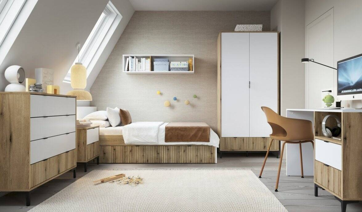 Ricko RIKK06 - 2S naktsskapītis, balts/ozols, Coast Evoke — изображение 5