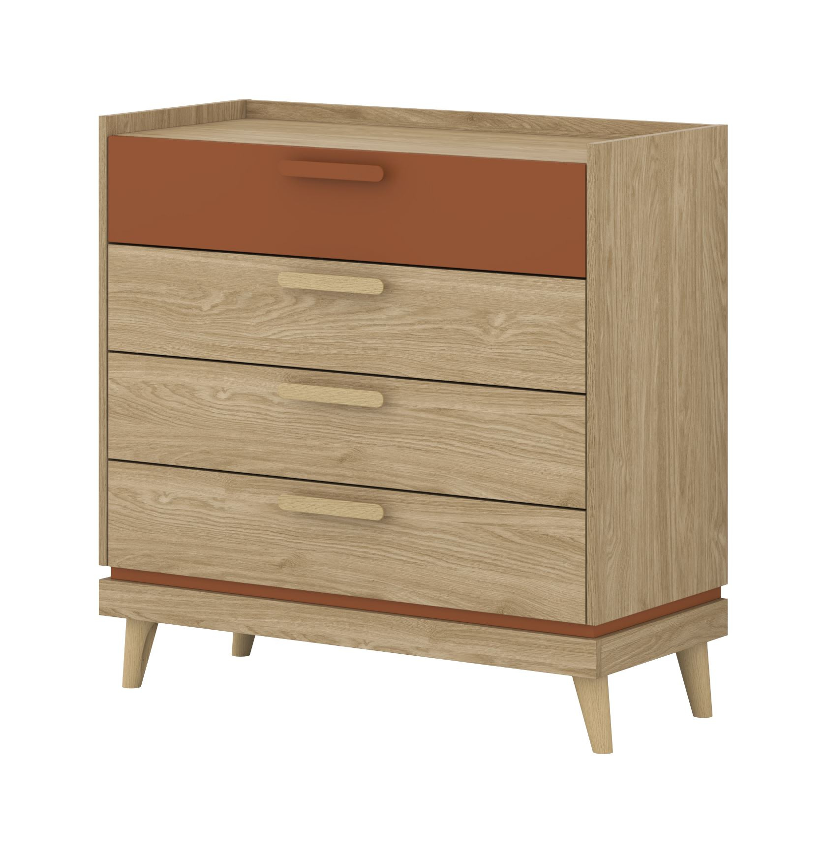 Scandi - 4S kumode, eļļots ozolkoka ķieģeļu apdare