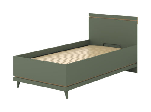 Scandi – Gulta 100×200 cm ar rāmi, putekļaini zaļa, eļļots ozols