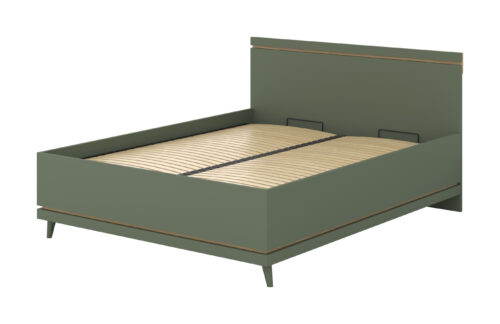 Scandi – Gulta 160×200 cm ar rāmi, putekļaini zaļa, eļļots ozols