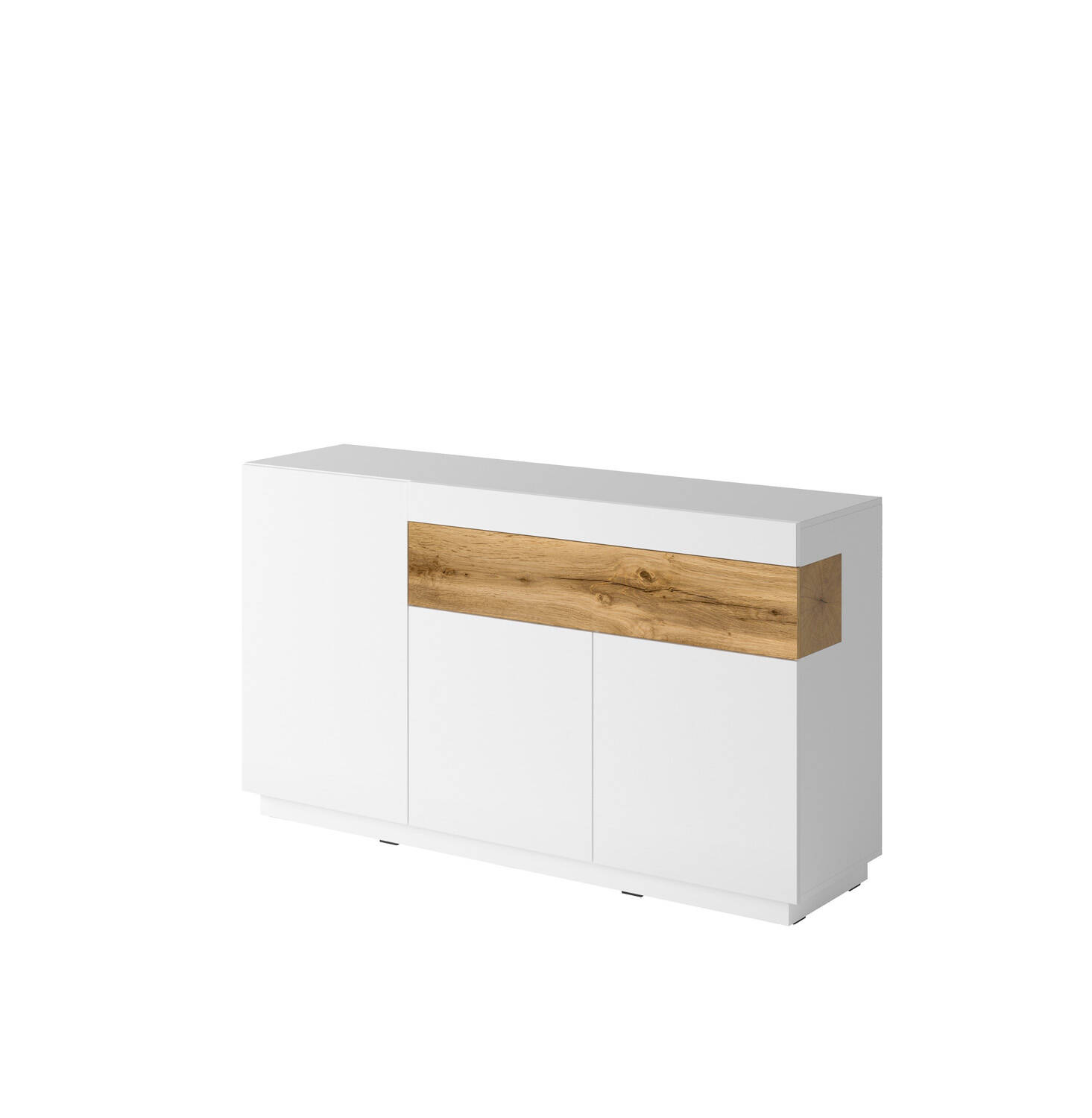 Silke kumode 3D1S spīdīgi balta / Wotan ozols