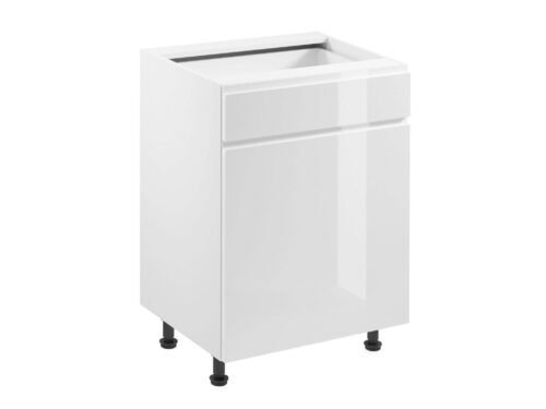 Virtuves pamatnes skapītis 1D1S D60S1 Aspen White spīdīgi balts