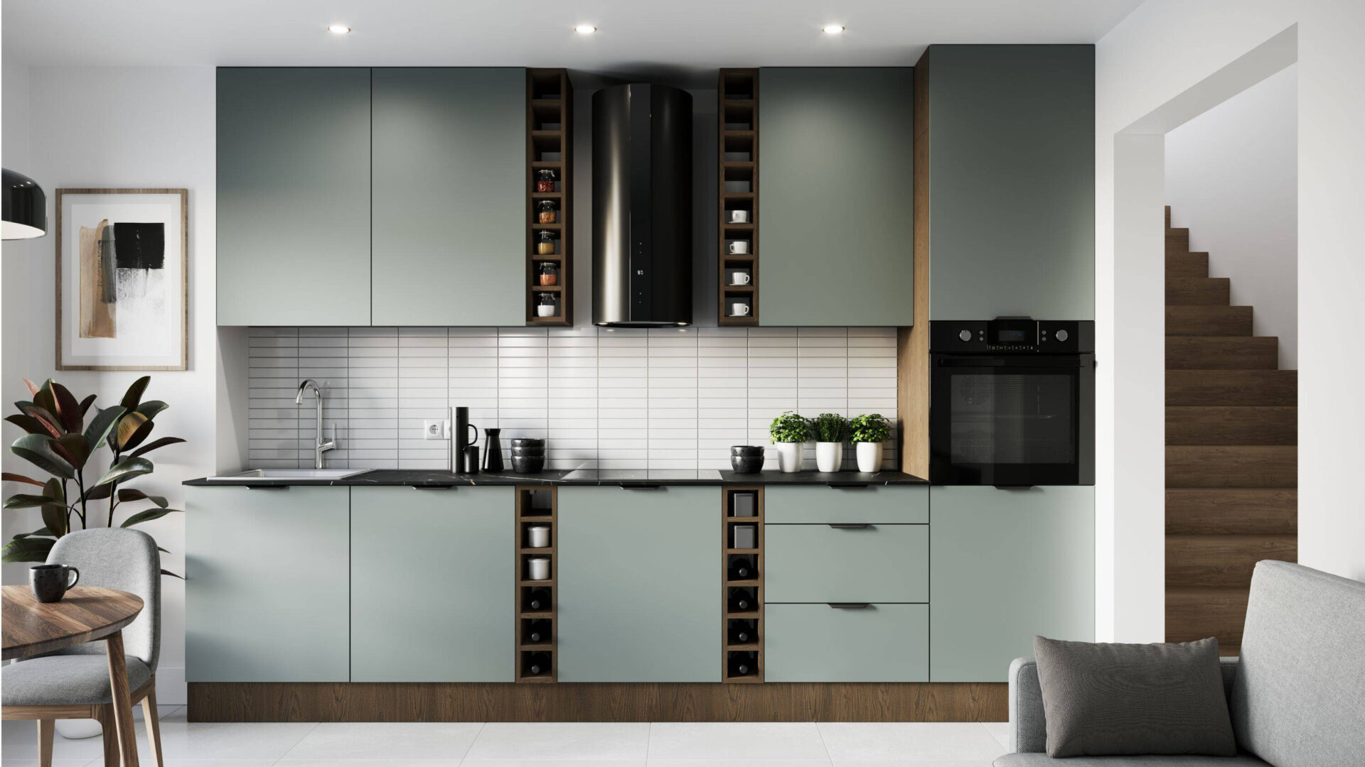 Apakšējais 2D stūra virtuves skapis Sorento D90N Baltic Storm Green — изображение 5