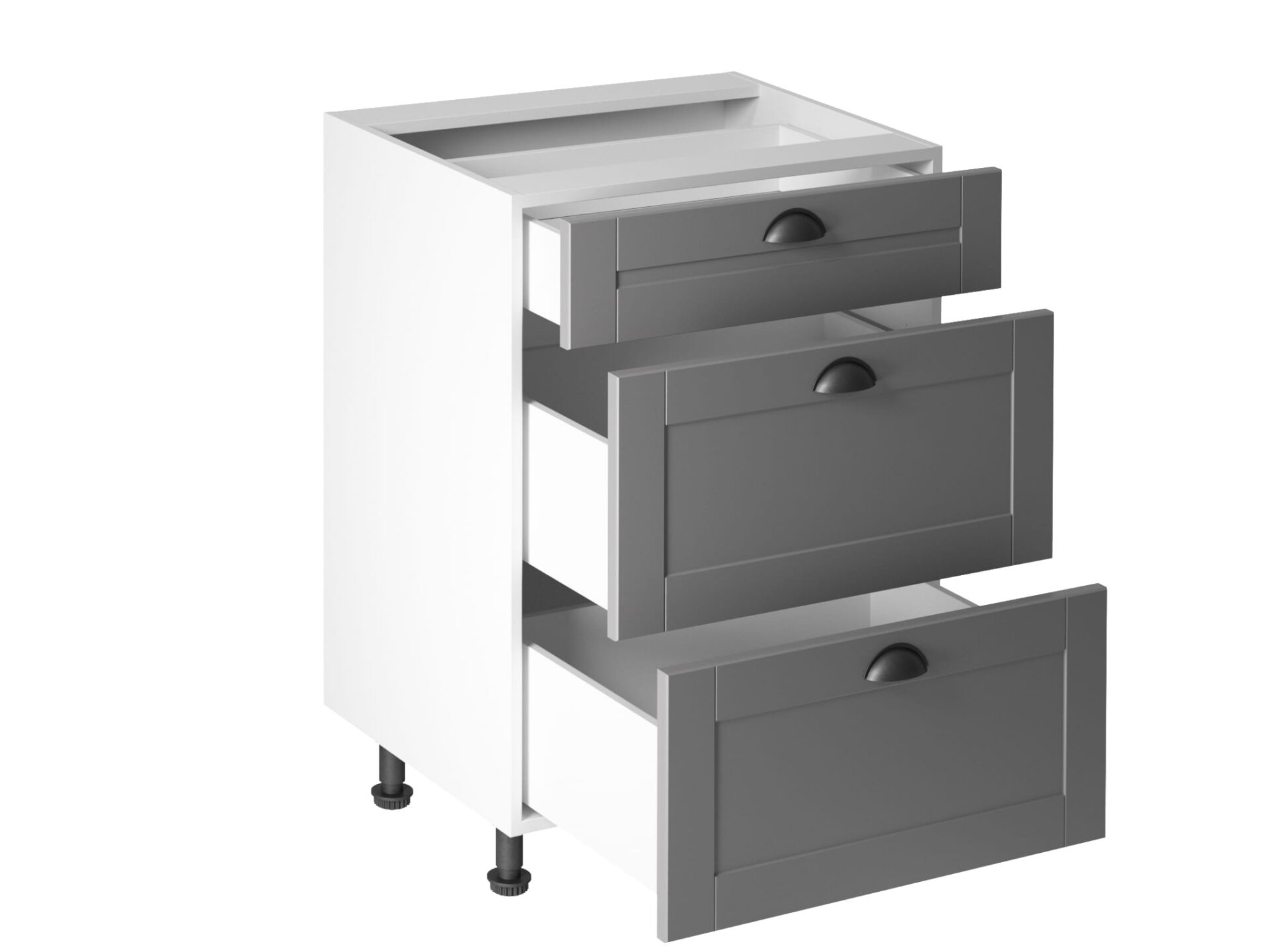 Virtuves pamatskapis ar 3 atvilktnēm, D60S3, Linea, matēti pelēks — изображение 2