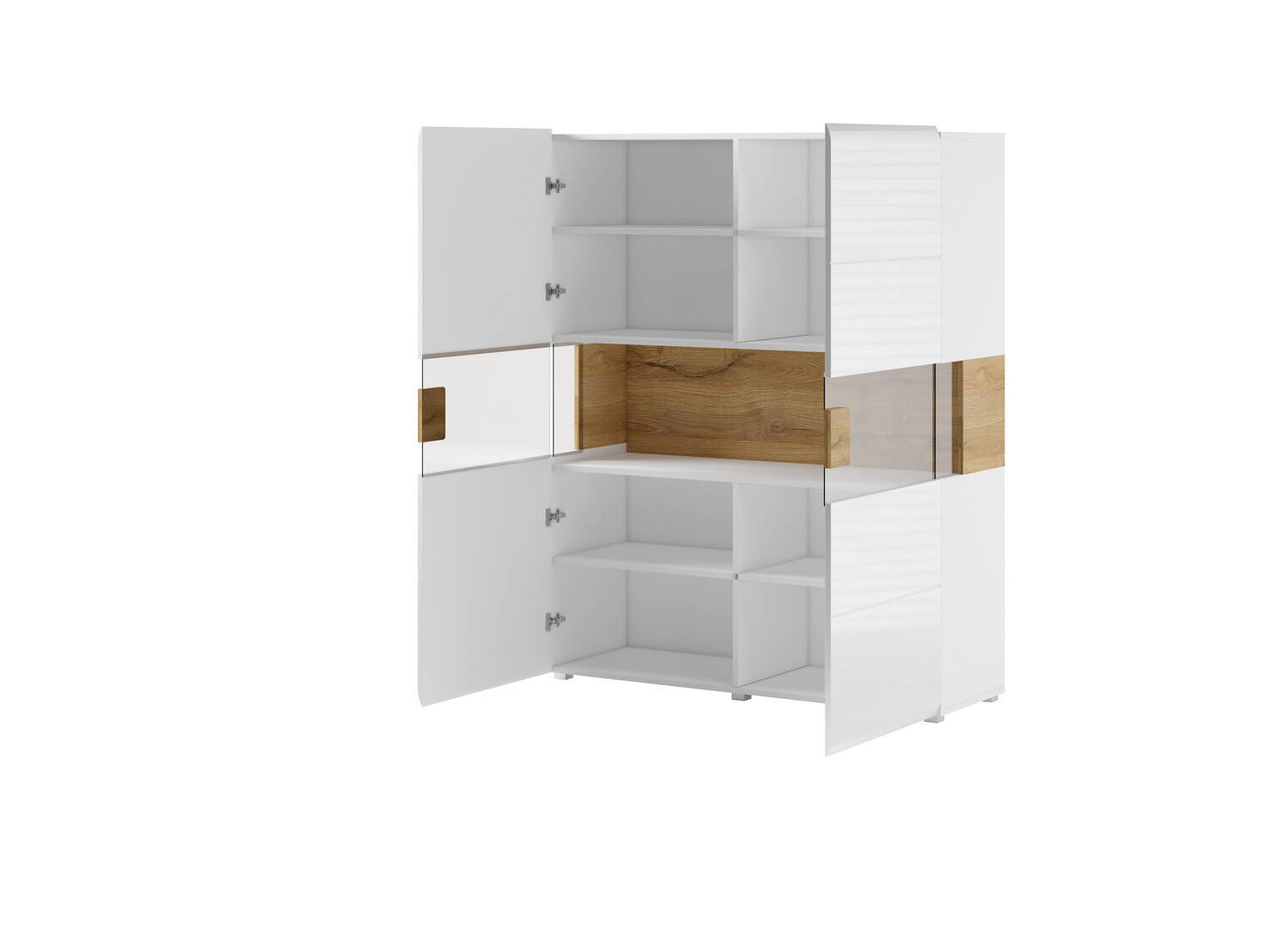 Toledo WM augstā kumode ar 2 durvīm, balta/spīdīgi balta — 4 attēls