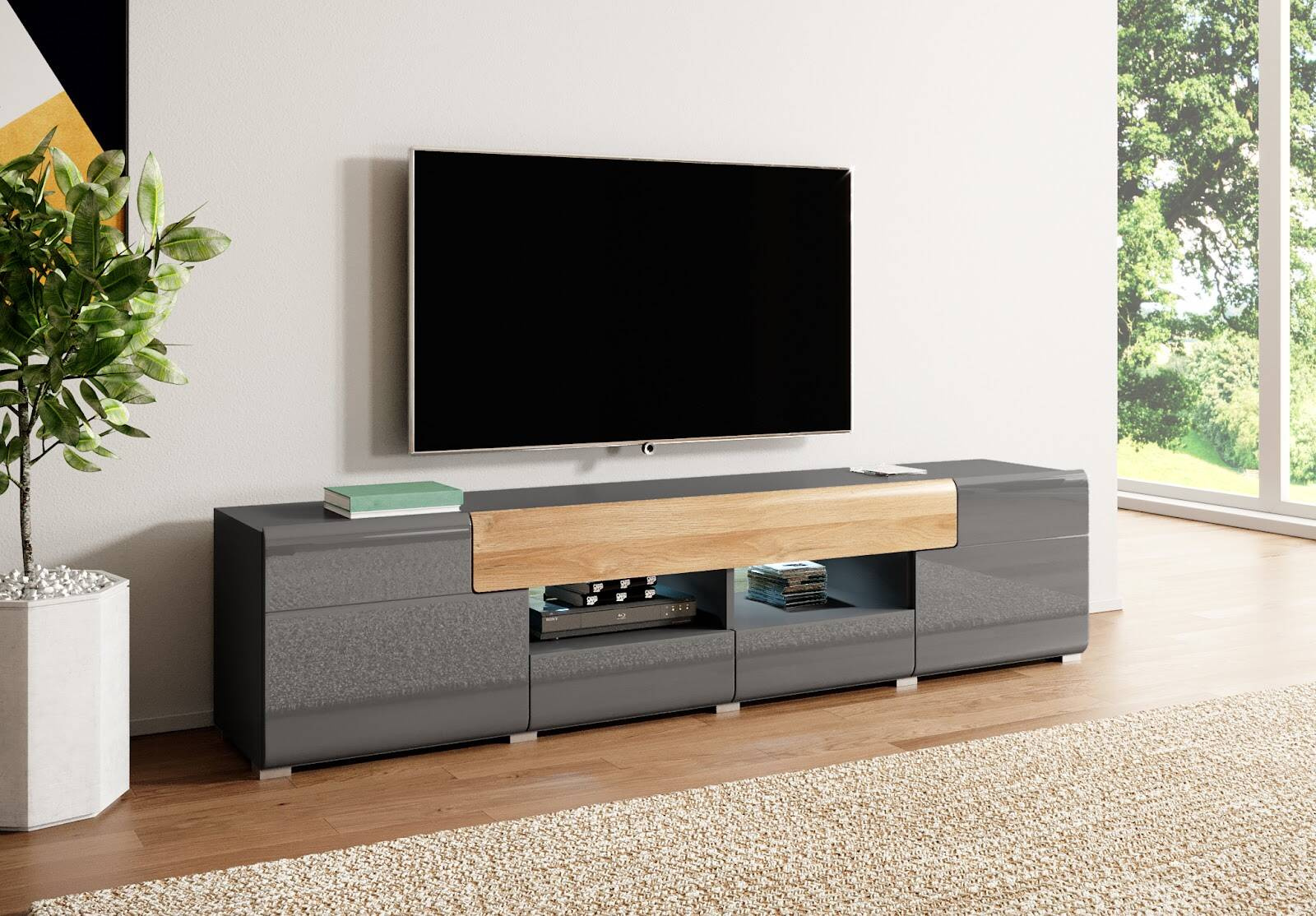 Toledo WM lielais TV skapis, antracīta spīdums / Grandson ozols — изображение 2